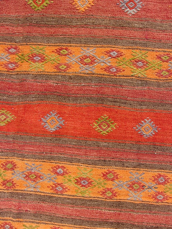 Vintage Kilim with Orange Stripe  In Excellent Condition In Atlanta, GA