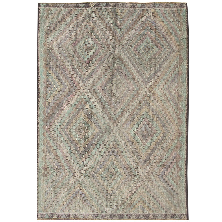 Vintage Jajeem Flat-Weave Rug For Sale