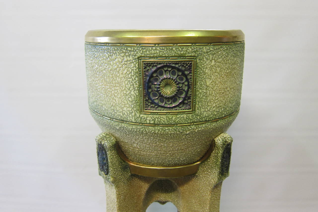 Austrian (?Amphora) Jardiniere & Pedestal