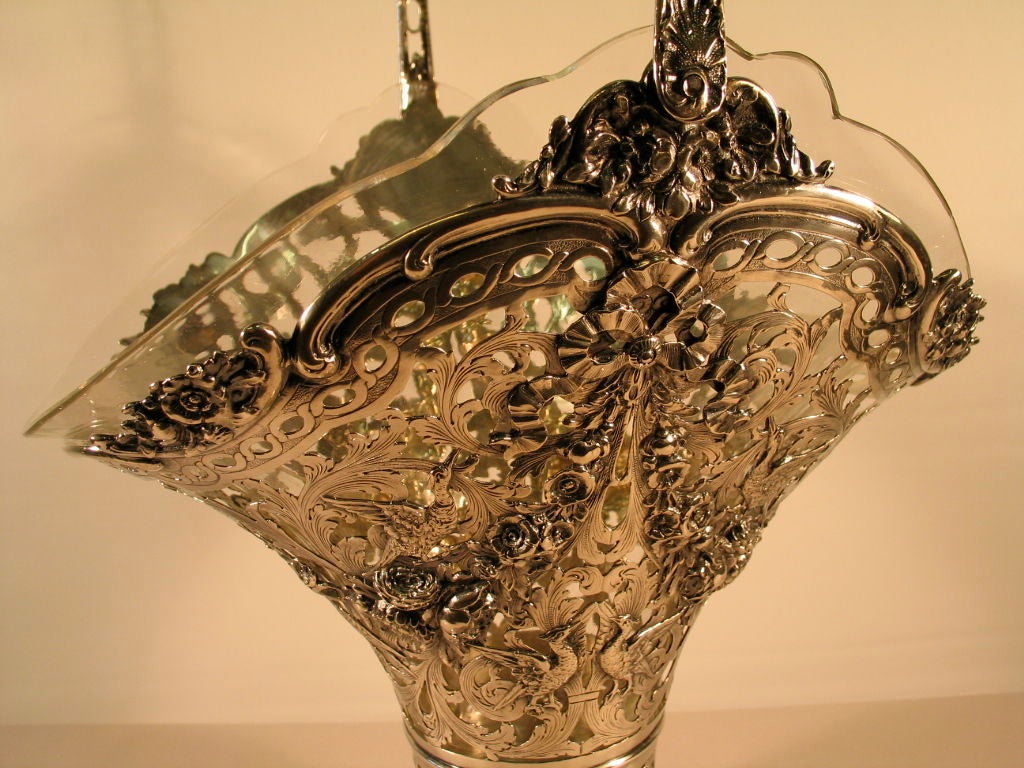 Folk Art Silver Flower/Bride's Basket