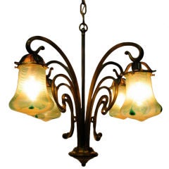 Elegant Art Nouveau, Loetz ceiling fixture Elegant Art Nouveau, Loetz ceiling fixture