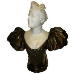 Vintage French bronze and marble bust.