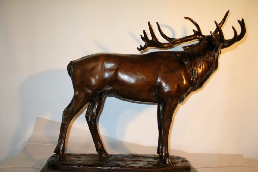 20th Century American bronze of an elk For Sale