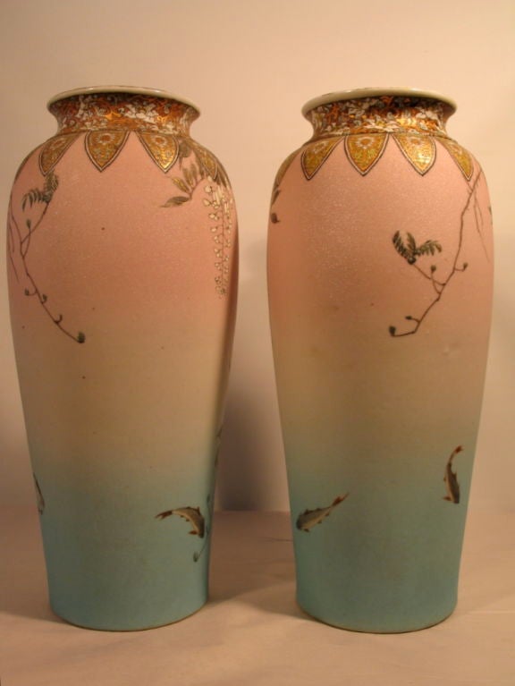 Pair Of Satsuma Vases, signed For Sale 2