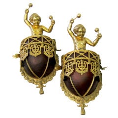 Figural Bronze Wall Sconces