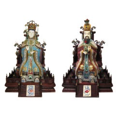 Antique Fabulous Pair of Chinese Cloisonne' Figures