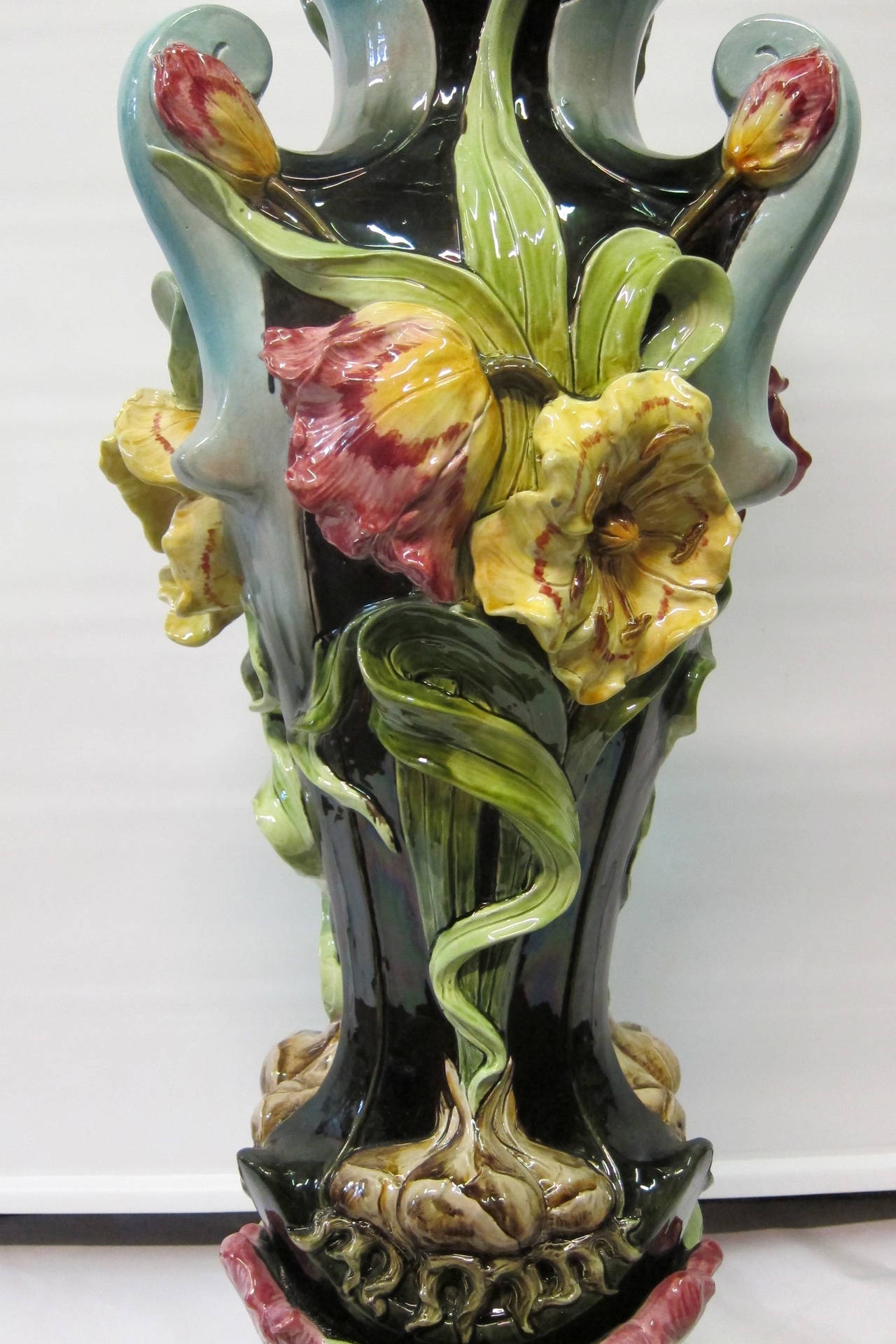 Glazed Art Nouveau Jardiniere For Sale