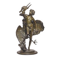 "Fawn & Heron", Bronze by Frederick MacMonnies