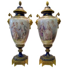 Vintage Sevres Urns, artist signed