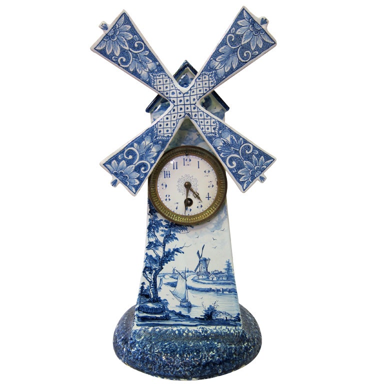 European Pottery Clock For Sale