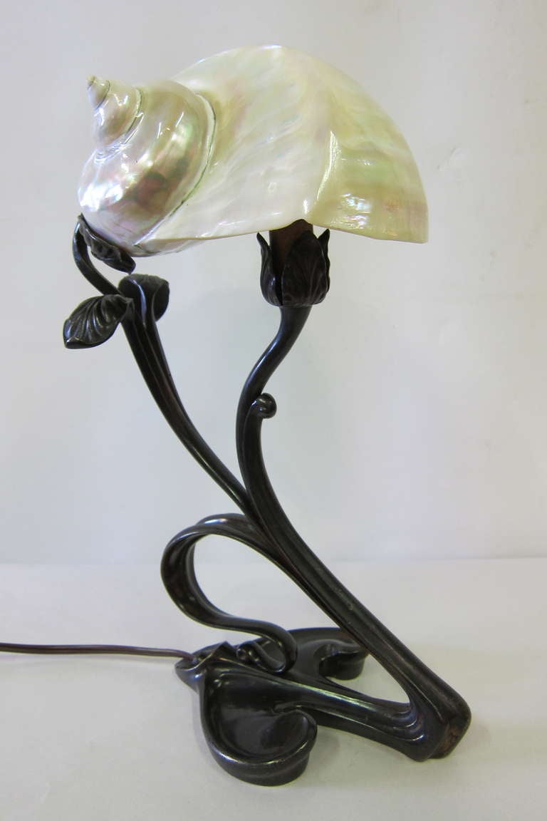 French Art Nouveau Shell Lamp