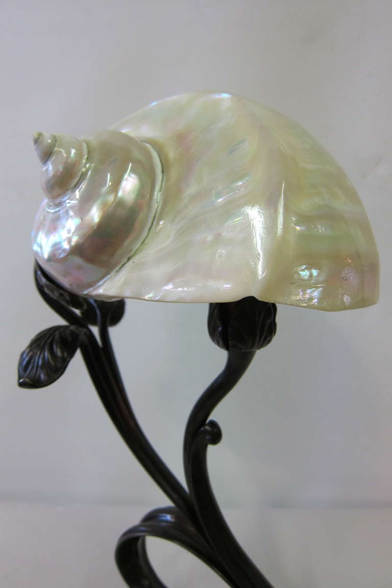 Art Nouveau Shell Lamp In Excellent Condition In Bronx, NY