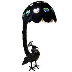 Bronze Peacock Lamp, circa 1920