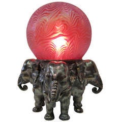 Art Deco Elephant Figural Bronze Lamp 