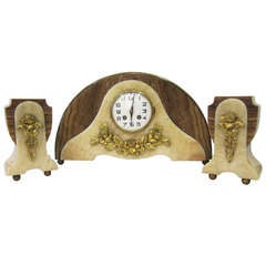 Antique Stunning French Art Deco Mantel Clock Set