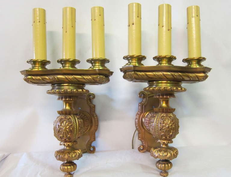 Pair of Bronze Candelabras