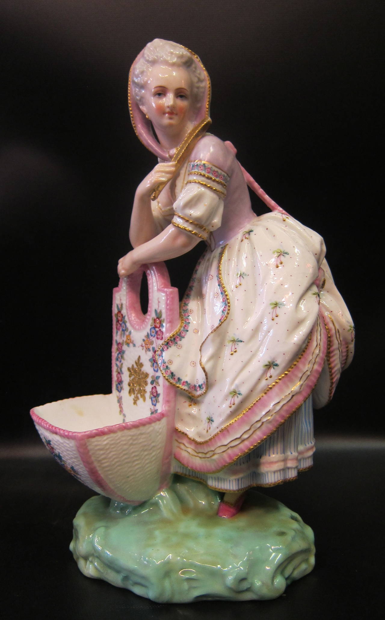 Porcelain Large 19th century porcelain Figural Salt Cellars For Sale