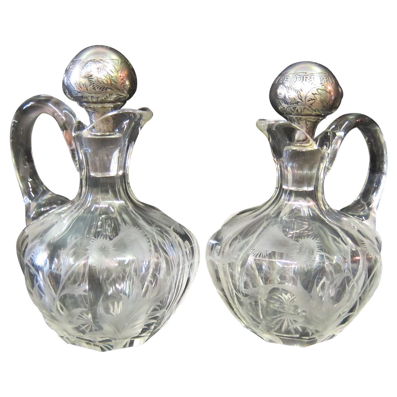 Antique Scottish Crystal Decanters, Two Available