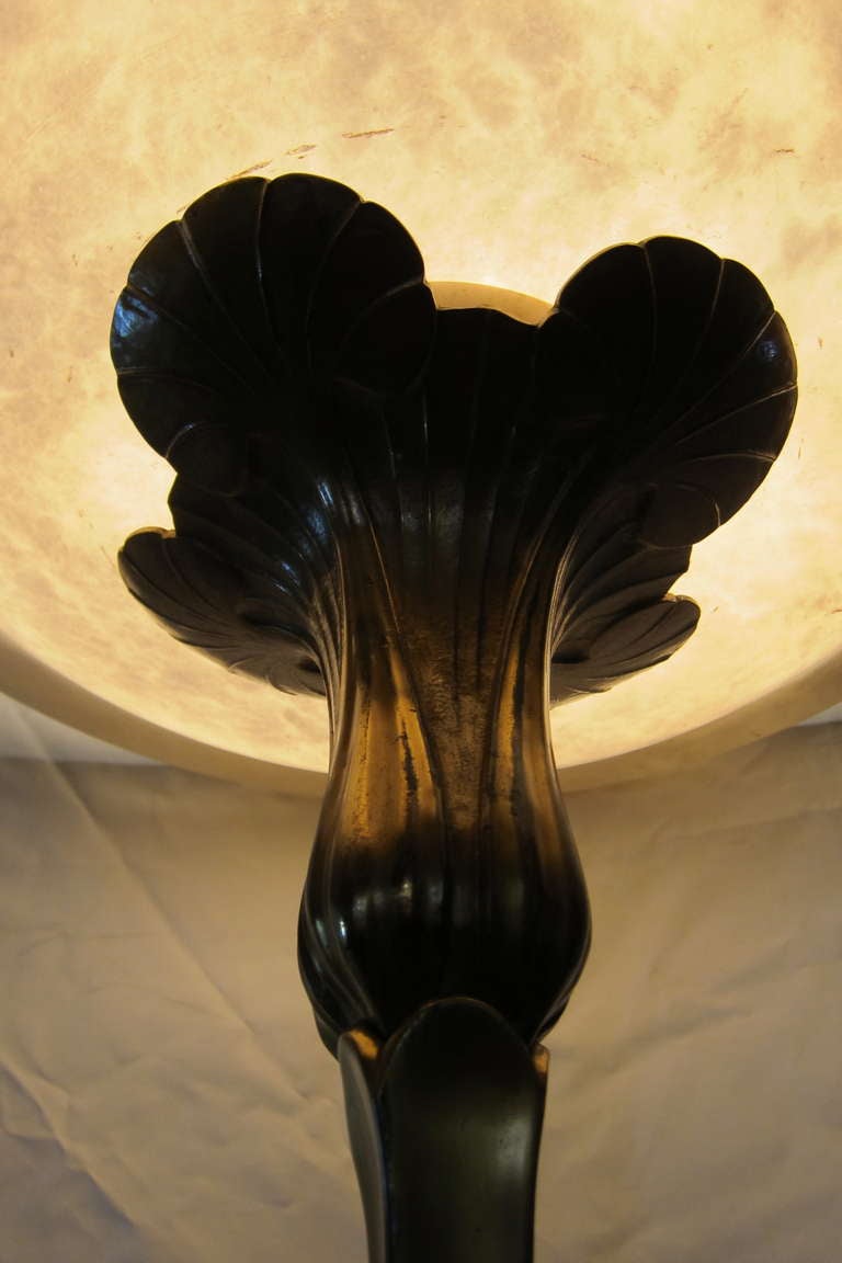 French Art Nouveau Bronze & Alabaster Floor Lamp