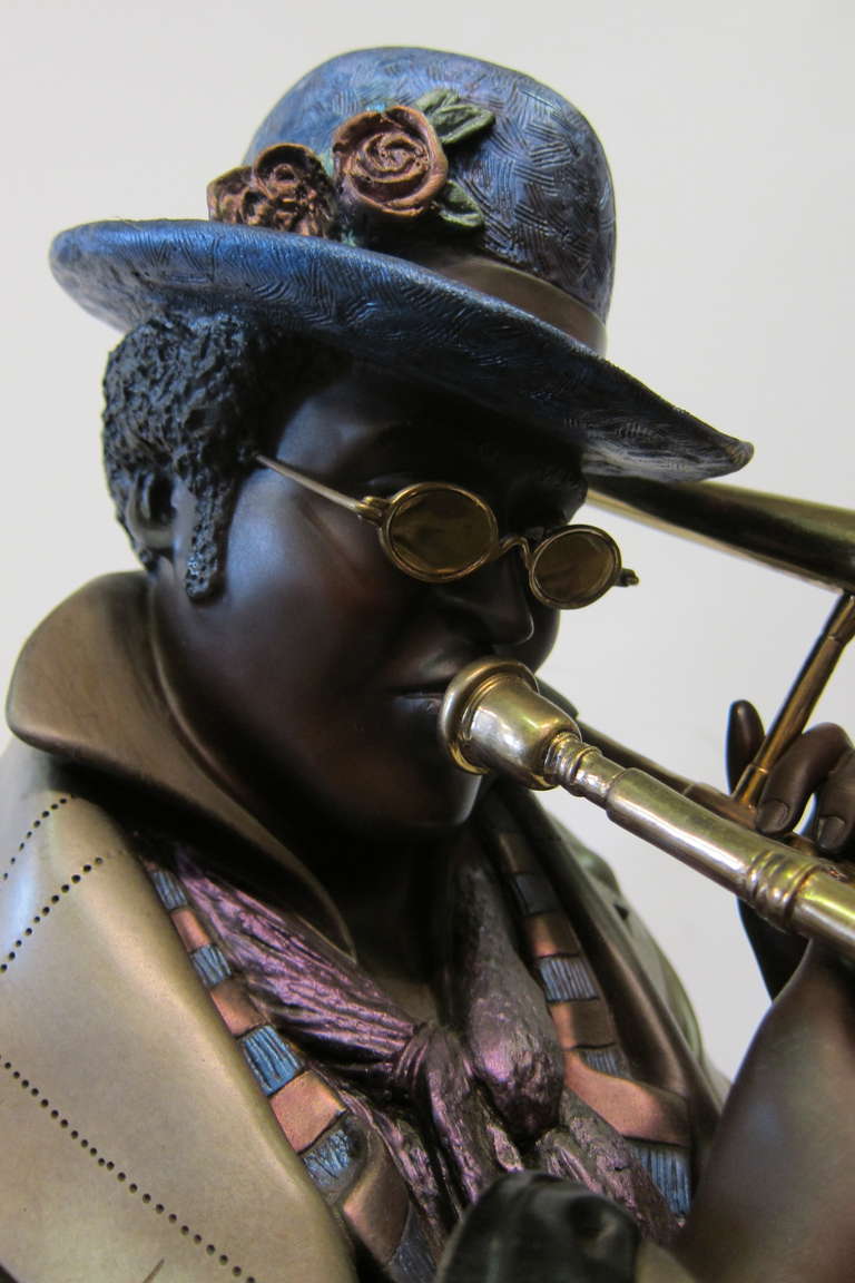 20th Century Bronze Black Jazz Musician For Sale