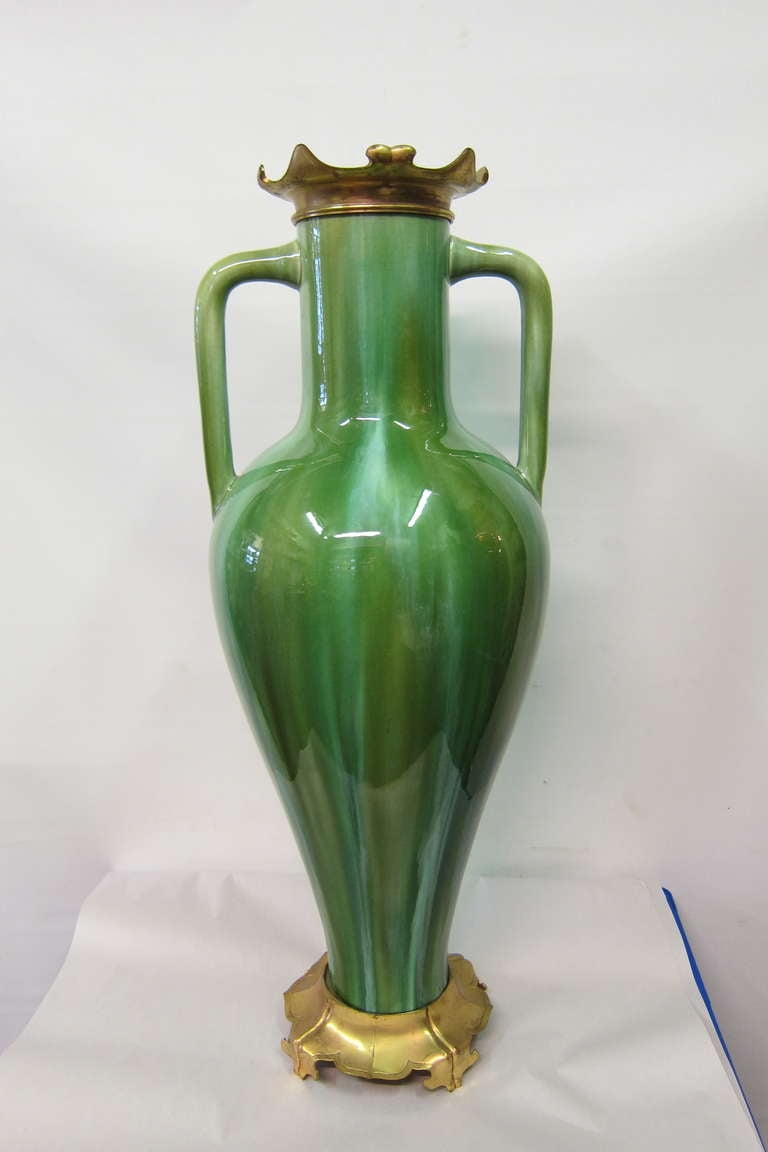 French Majolica Palace Size Urn