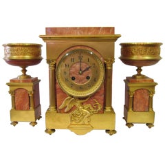 Antique Marble & Bronze Clock set