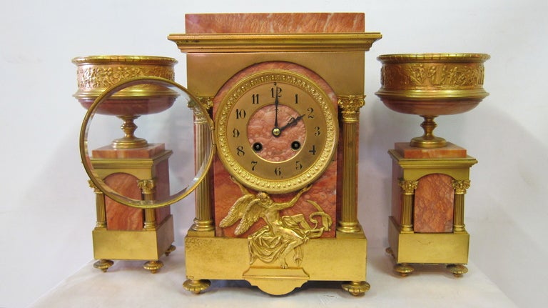Vintage Marble & Bronze Clock set