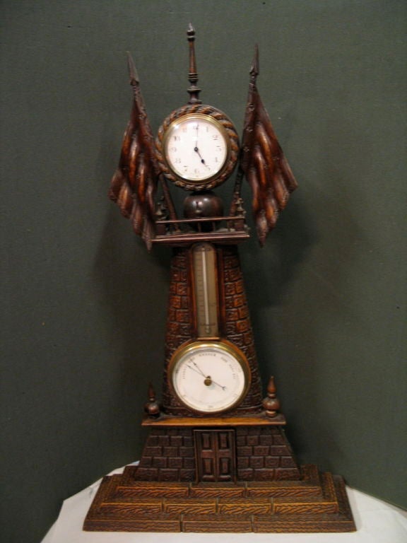 French Wooden Folk Art Clock
