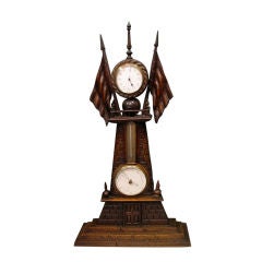 French Wooden Folk Art Clock