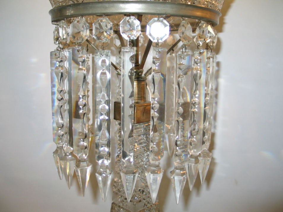 Crystal Cut Glass Lamp, American For Sale