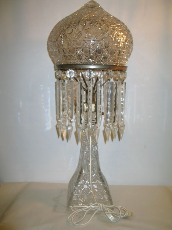 Cut Glass Lamp, American For Sale 2
