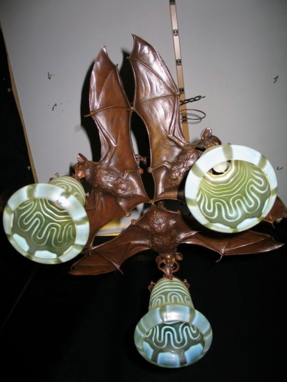 Bronze AUSTRIAN ART NOUVEAU BAT FIXTURE