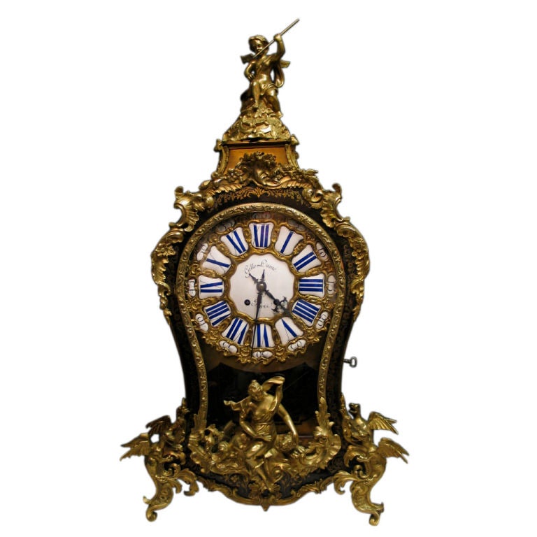 Extraordinary French Boulle Mantle Clock For Sale
