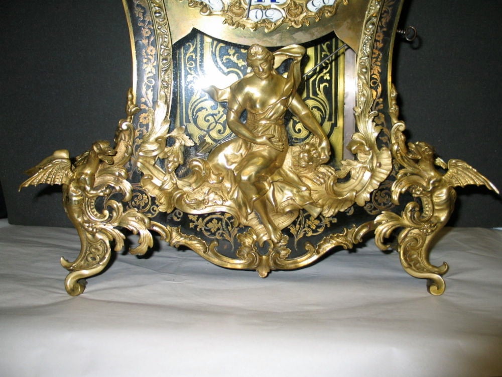 Extraordinary French Boulle Mantle Clock In Excellent Condition For Sale In Bronx, NY