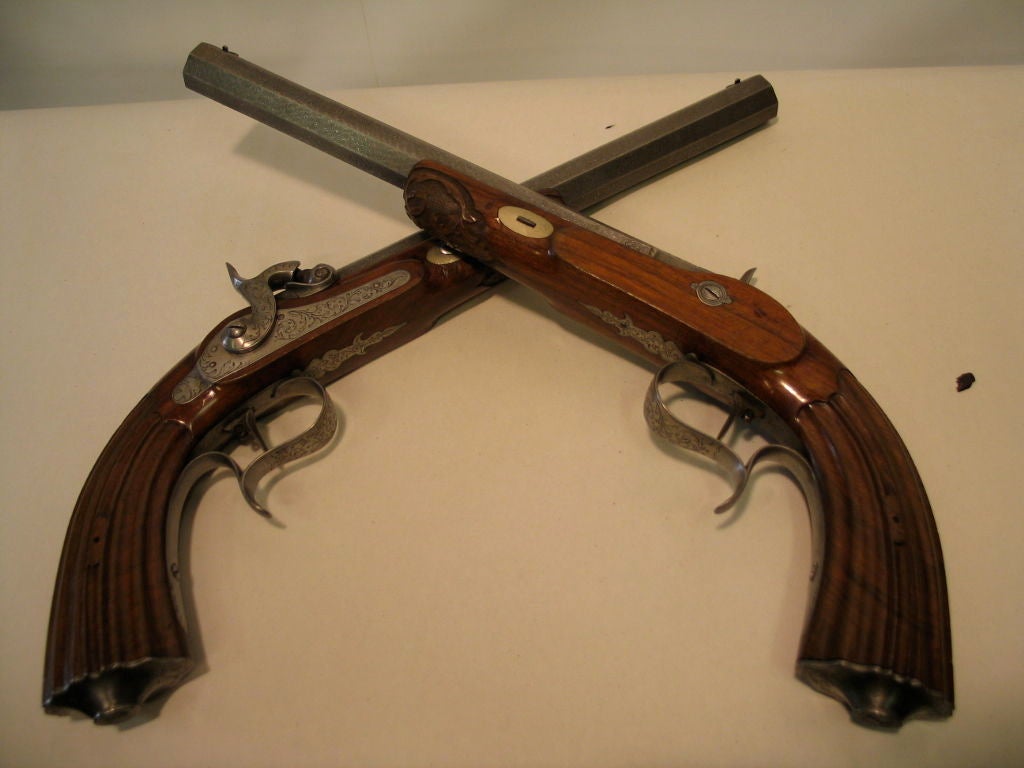 Walnut Continental Dueling Pistol Set