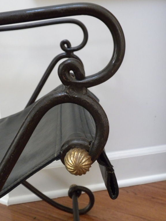 Maison Jansen Style Campaign Lounge Chair In Excellent Condition For Sale In Brambleton, VA