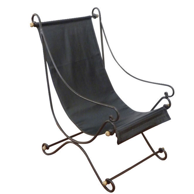 Maison Jansen Style Campaign Lounge Chair For Sale