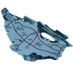 French Map Ceramic Decanter Vintage French Map Ceramic Decanter
