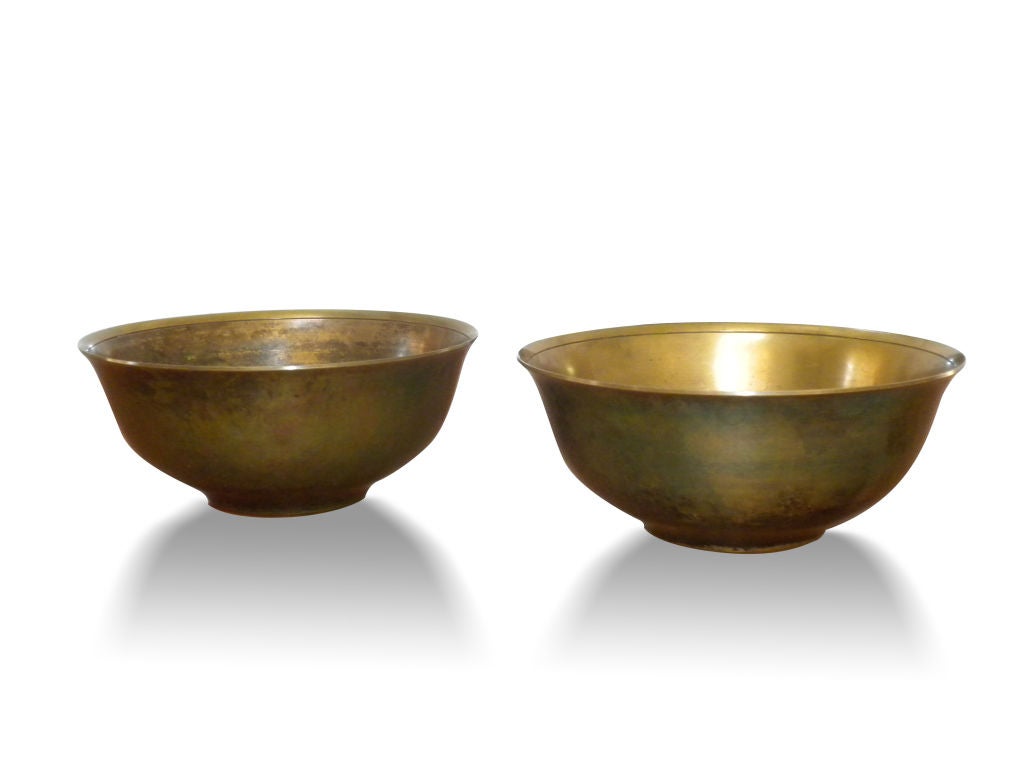 Pair of Small Bronze Bowls by Just Andersen, Signed