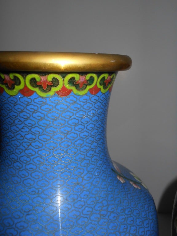 19th Century Pair Large Cloisonne Vases