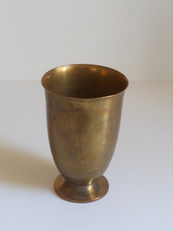Beautiful bronze/brass vase by Just Andersen. Marked 