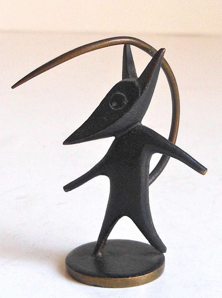 A rare and exquisitely crafted miniature dancing mouse figure by Hagenauer. Signed, 