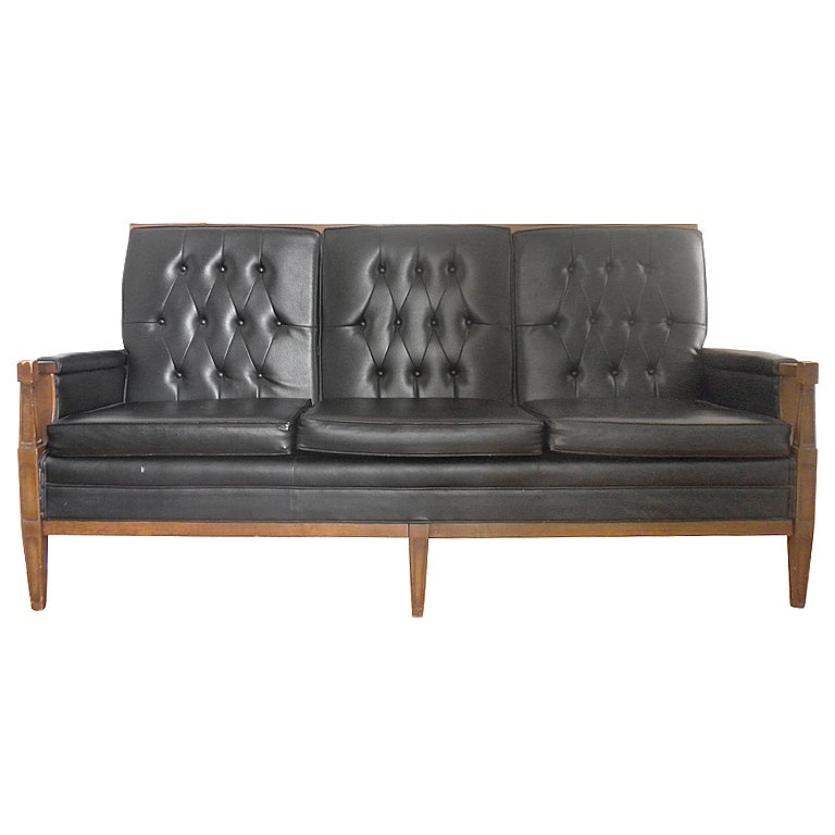 Black Tufted Modern Sofa For Sale