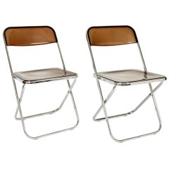 Pair Italian Lucite Folding Chairs