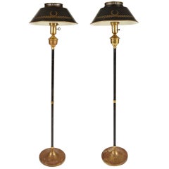 Pair of Black Tole Floor Lamps