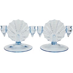 Pair of Art Deco Glass Candesticks