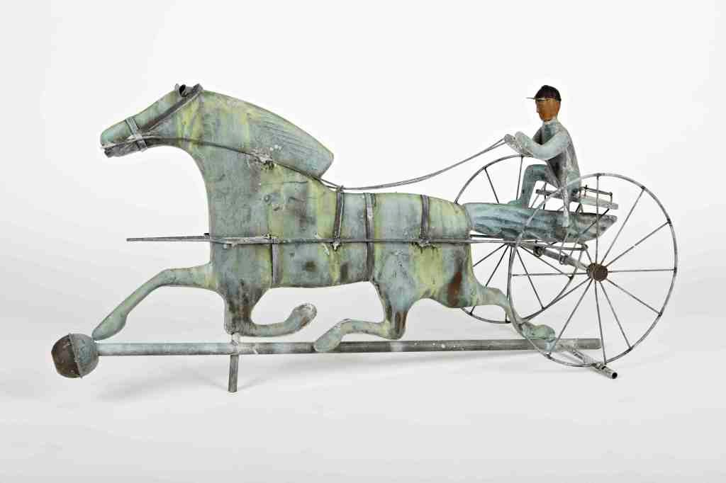 Man on Horse Carriage - weathervane ready to be mounted on a plinth.