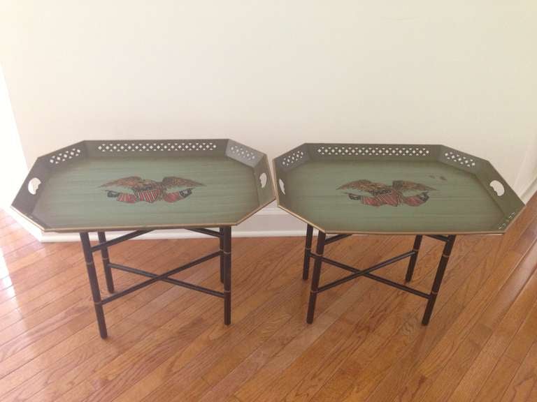 Pair of Trays With Folding Stands