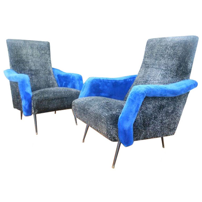 Pair of Vintage Italian Lounge Chairs at 1stdibs