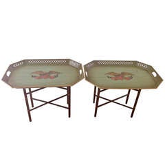 Vintage Pair of Trays With Folding Stands
